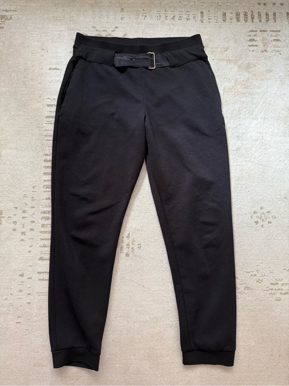 Zara Woman Black Belted Tapered Pants Size 6